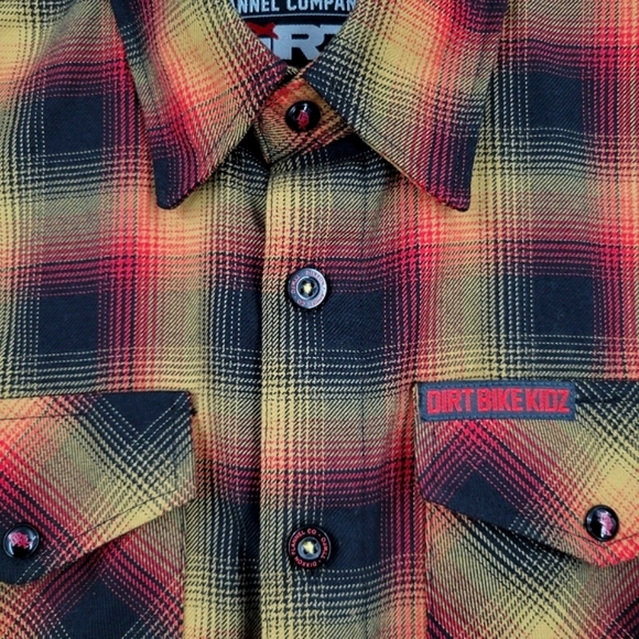 DIXXON DBK Dirt Bike Kidz Button Up Flannel Orange, Yellow - Picture 5 of 16